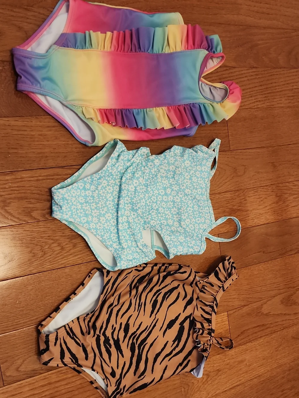Rainbow Ruffle Girls' One-Piece Swimsuit - Multicolor